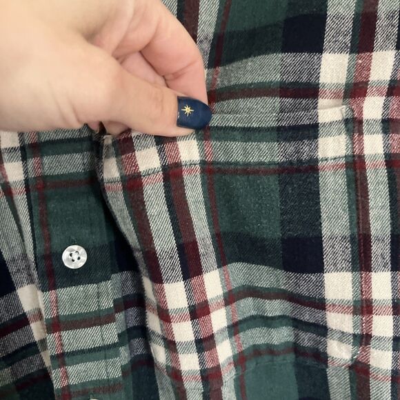 LL BEAN Vintage Made In USA Women’s 100% Cotton Mariner Flannel, Green- Medium - Picture 5 of 8